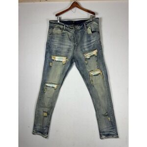 Serenade Men's Distressed Slim Fit Jeans Blue Size 42 C13